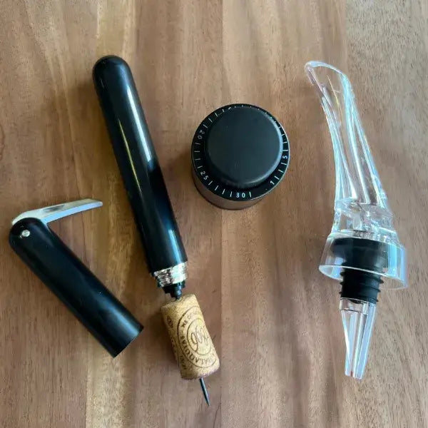 Kit Completo para Vinhos - Aerador, Rolha a Vácuo, Saca-rolhas Pneumático -Raily