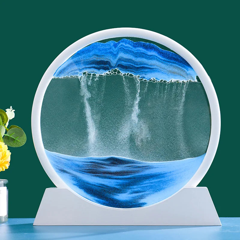 Arte em Movimento: Escultura de Areia 3D em Vidro - Ampulheta de Areia Movediça para Decoração e Presente Único!